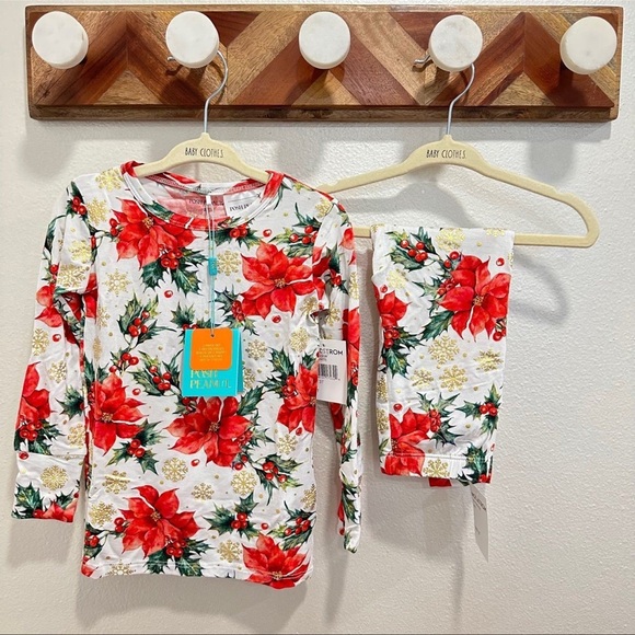 POSH PEANUT PP EMILIA CHRISTMAS XMAS HOLIDAY PAJAMA PJ POINSETTIA TODDLER NEW 3T - Picture 3 of 3